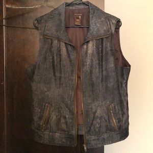 Multiples Black/Gray/Brown Denim Vest L